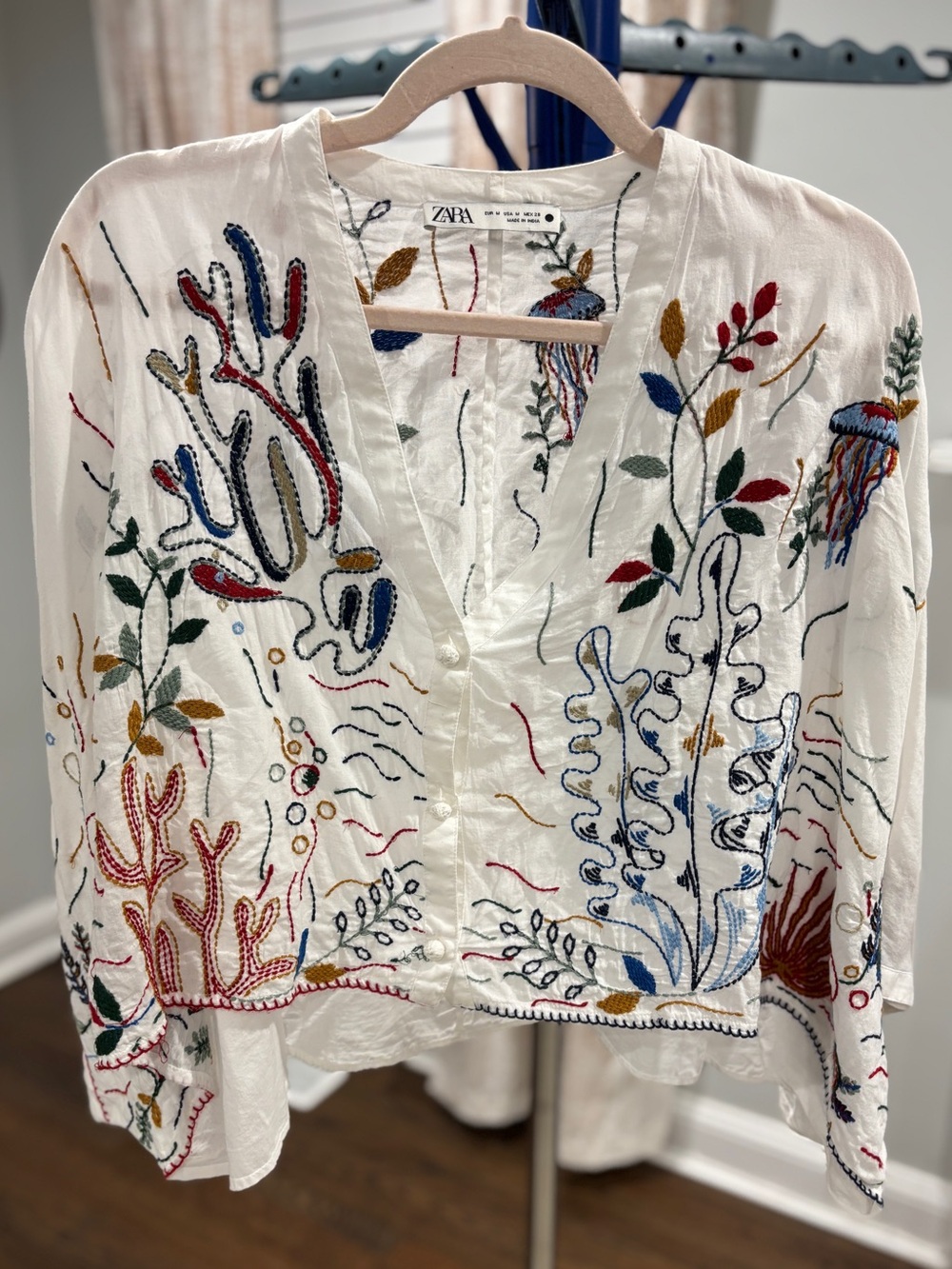 Zara Embroidered Kimono Top - Size Medium